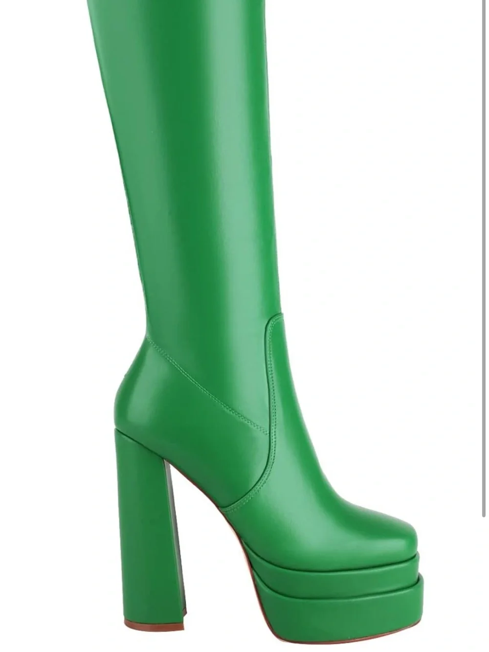 Green Platform Knee-High Boots - Women